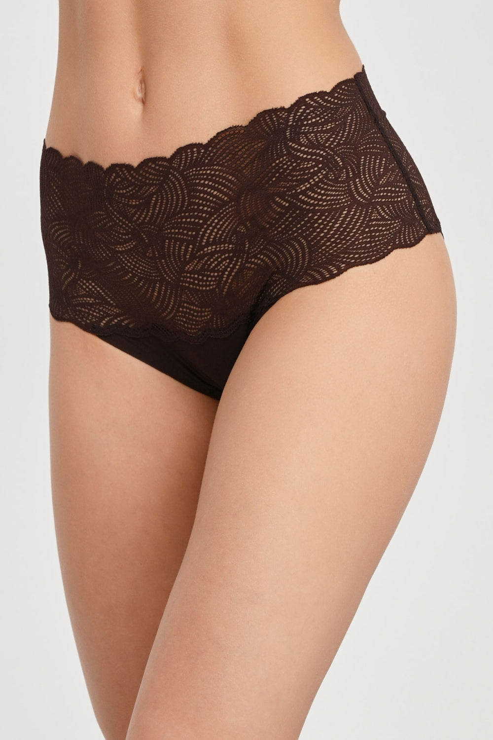 Трусики слип с кружевом 11G8 Soft stretch brown