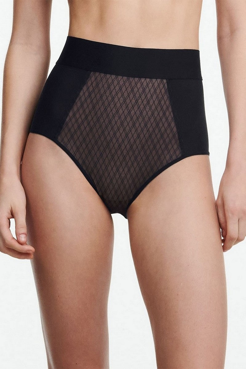 Трусики с высокой талией 11N3 black-beige