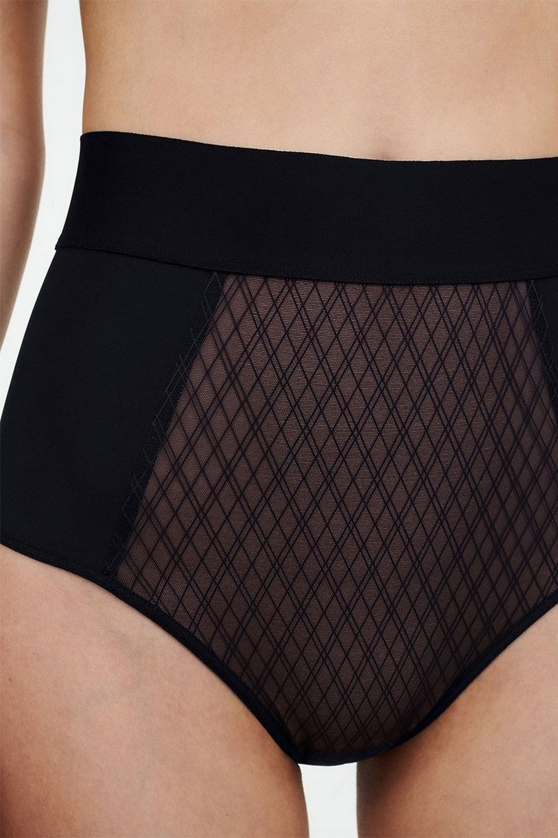 Трусики с высокой талией 11N3 black-beige