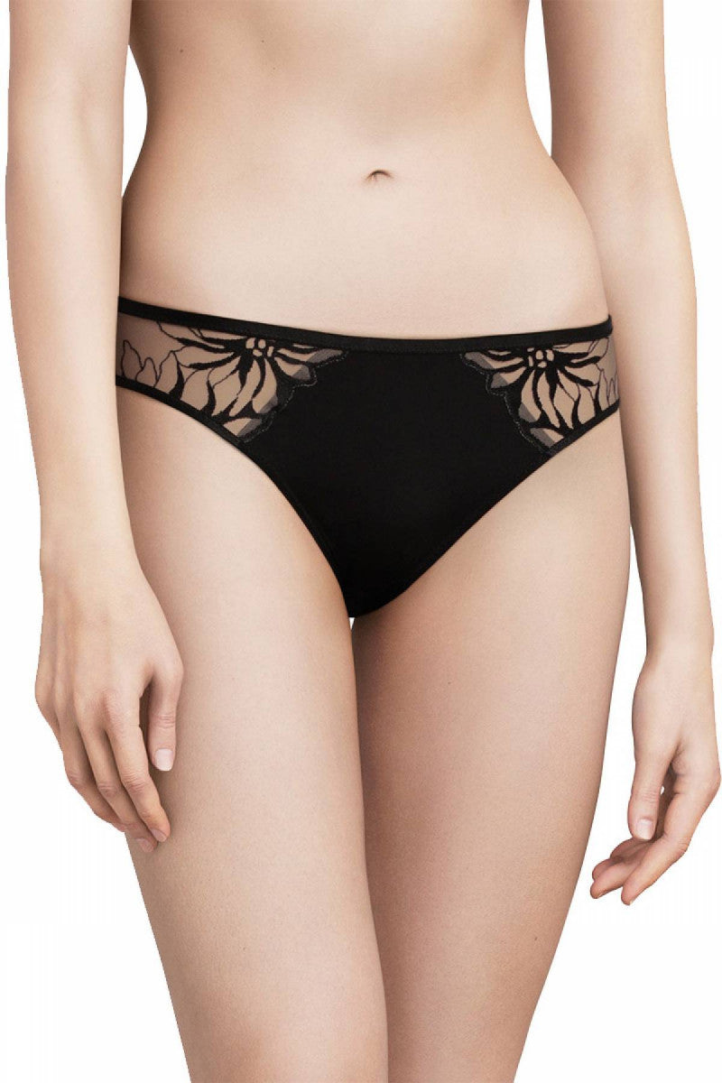 Трусики слип с кружевом 12A3 Shadow nude/black