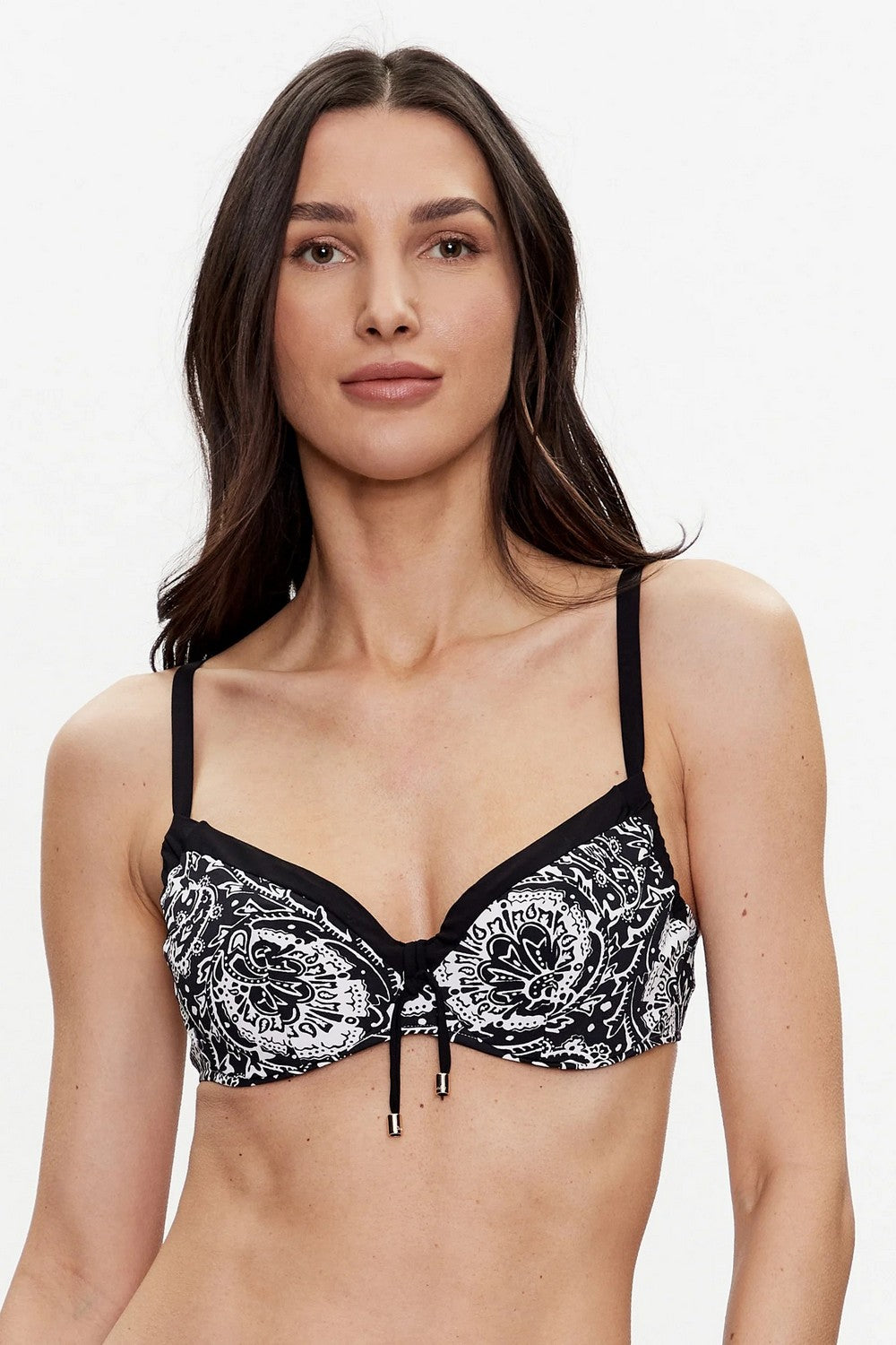 Купальный бюстгальтер с принтом 18H1 Flower black flower