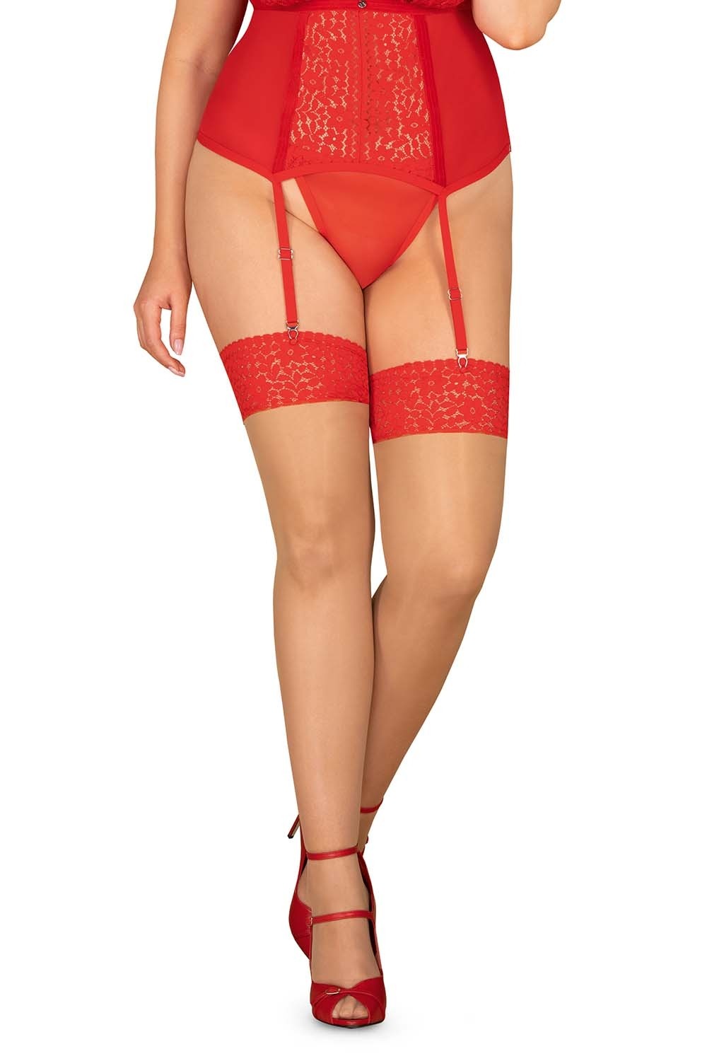 Чулки под пояс с кружевной коронкой Blossmina
