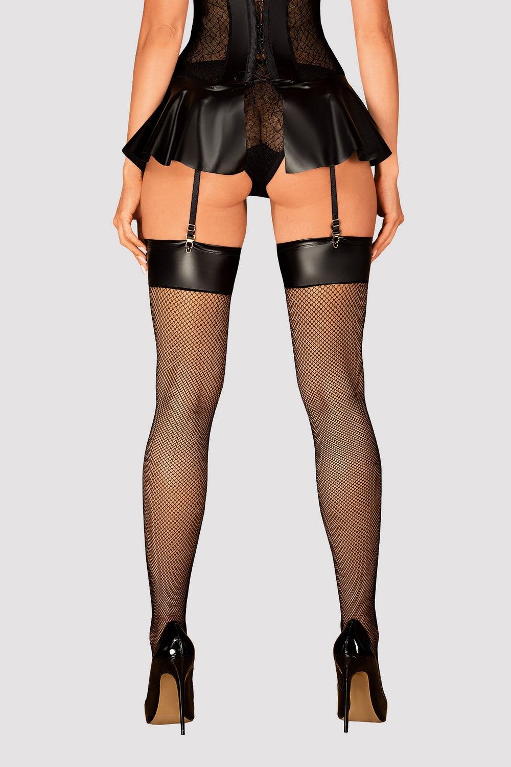 Чулки под пояс из сетки Darkessia black