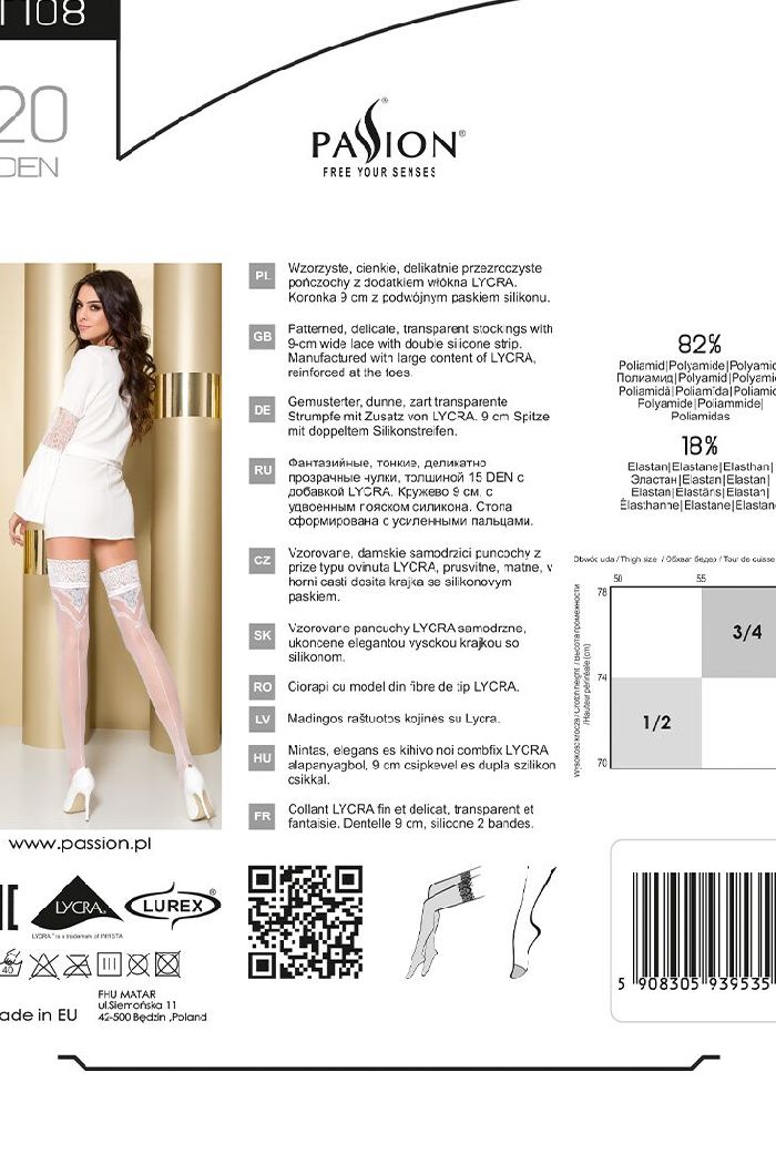 Кружевные чулки со швом ST108 20d