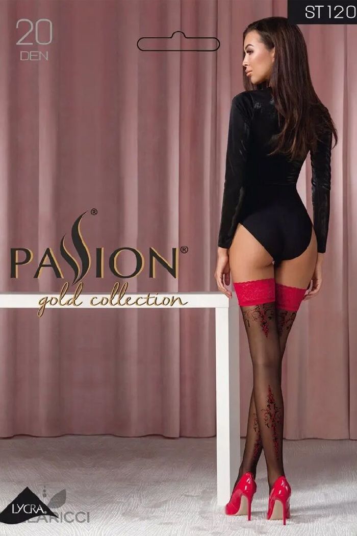 Кружевные чулки с люрексом ST120 20d