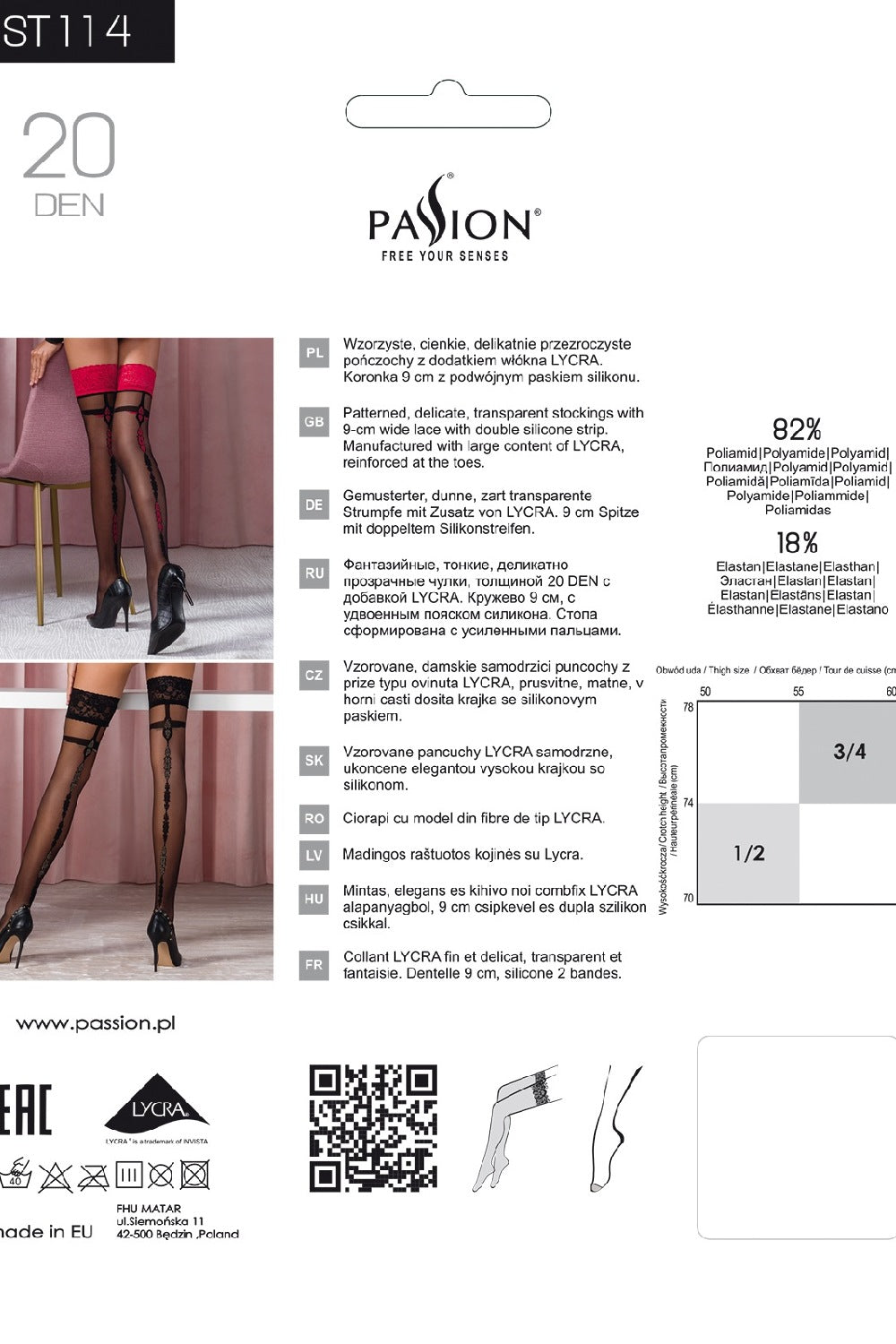 Чулки с кружевной коронкой ST114 20d