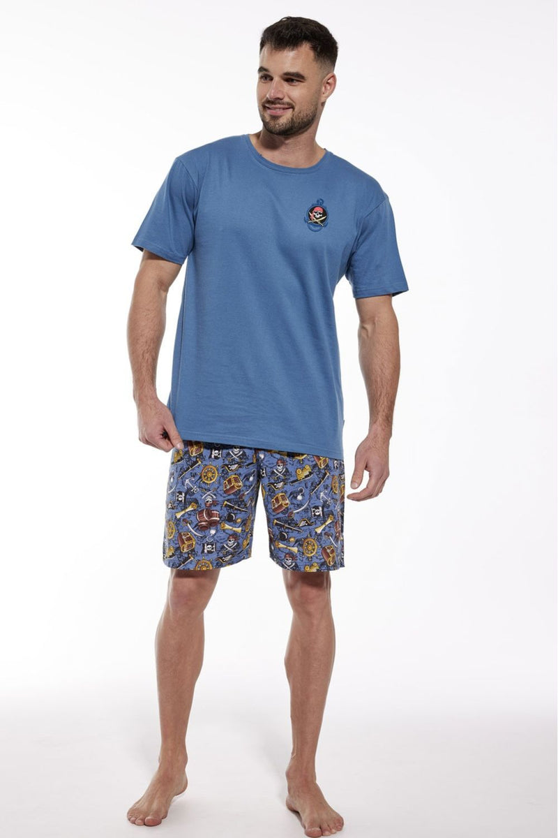 Мужская хлопковая пижама с принтом 326/156 Pirates blue