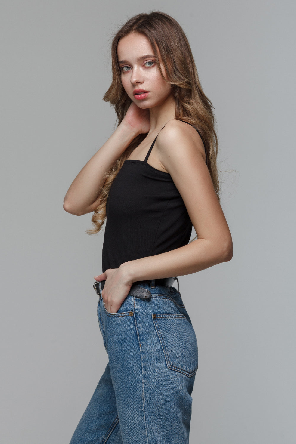 Хлопковая майка на тонких бретелях C19603/1 Basic 3