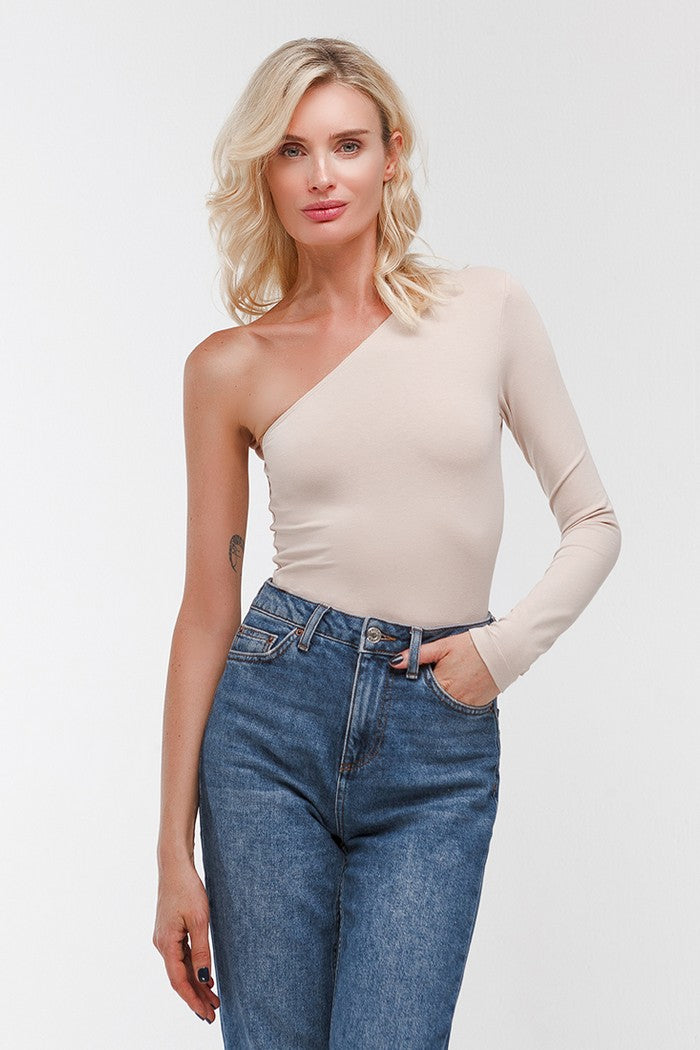 Хлопковое боди на одно плечо WL18301/4 Monday beige