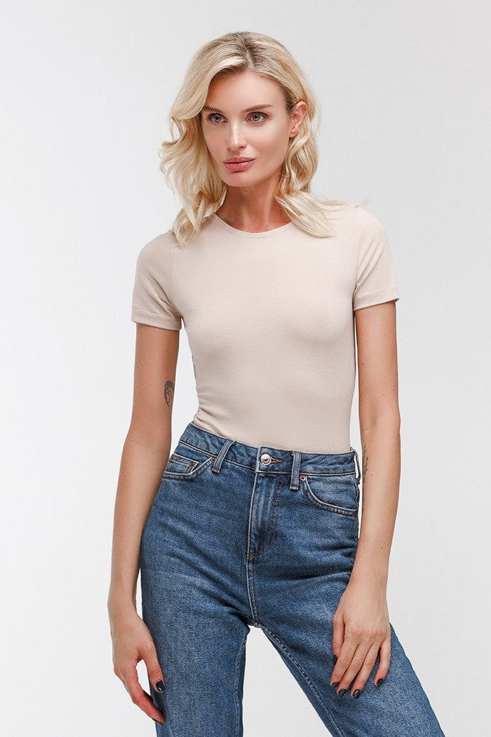 Хлопковое боди с короткими рукавами WL18303/4 Wednesday beige
