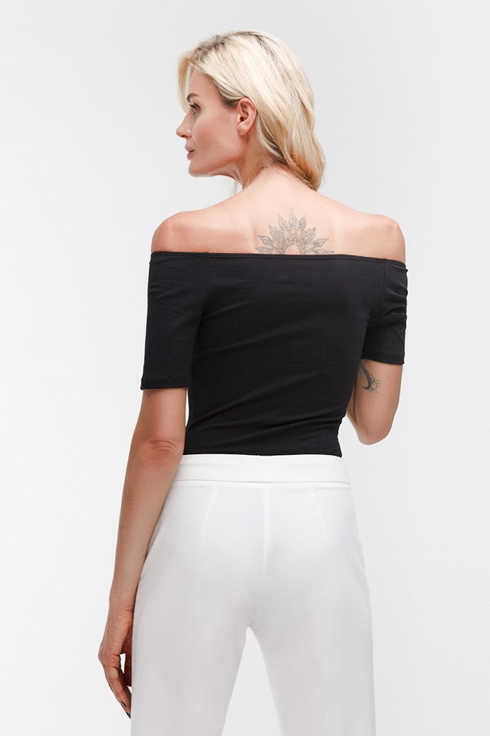 Хлопковое боди с открытыми плечами WL18306/1 Saturday black