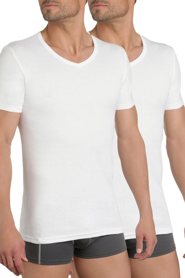 Хлопковая мужская футболка D00DN (2 шт.) white