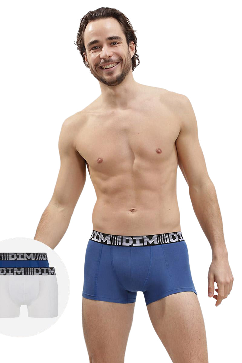 Мужские трусы шорты из хлопка D01N1 3D Flex Air (2 шт.) bleu ac/blanc