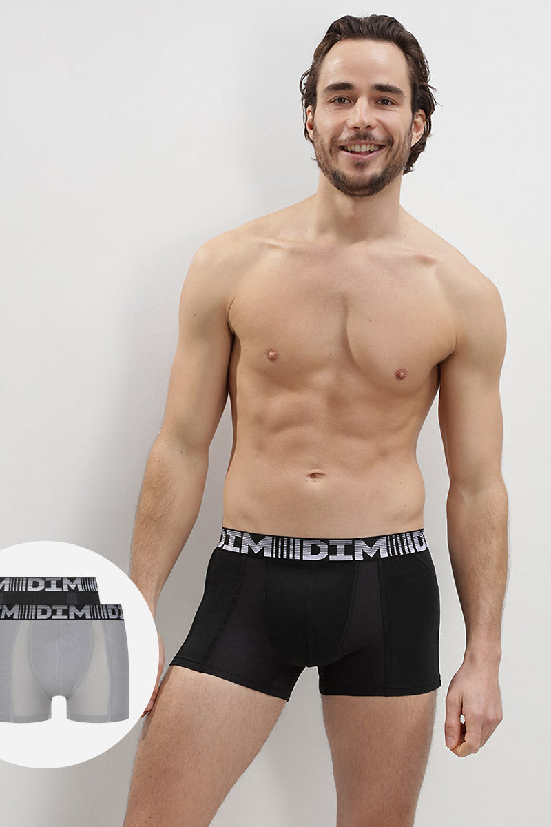 Мужские трусы шорты из хлопка D01N1 3D Flex Air (2 шт.) noir/gris