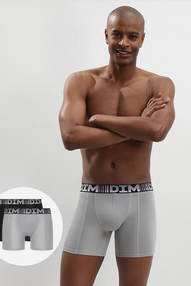 Мужские трусы шорты из хлопка D01N2 3D Flex Air (2 шт.) noir/gris