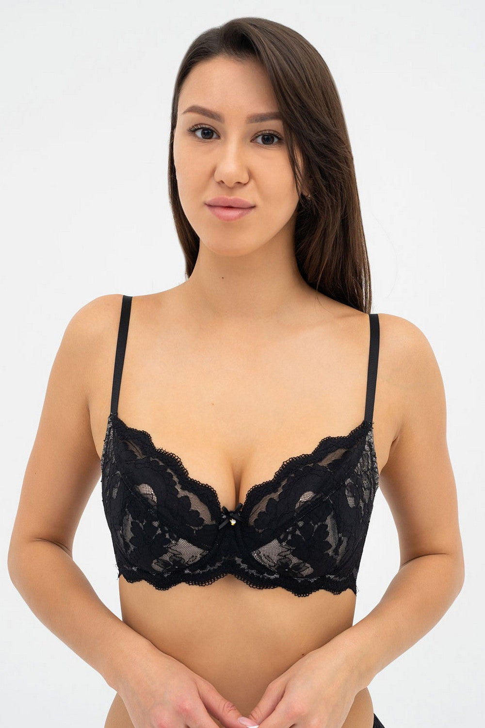 Полудублированный бюстгальтер из кружева 019 359 08 black/peony