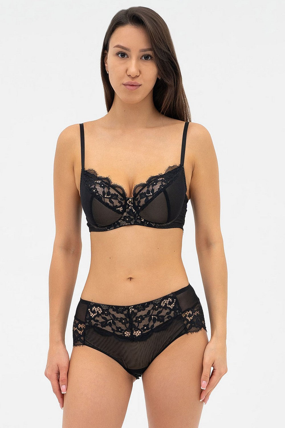 Високі трусики бразиліана 020 435 08 black/peony