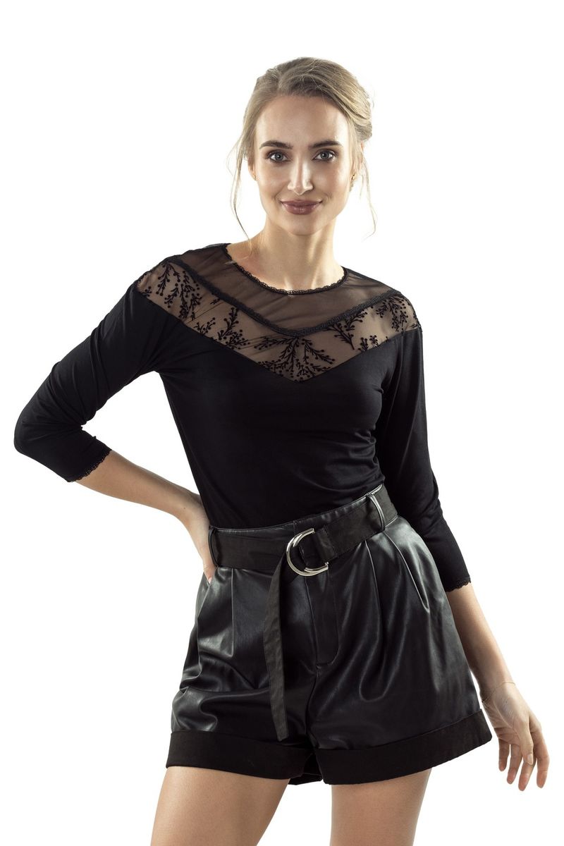 Блуза с прозрачным вырезом Cameron black