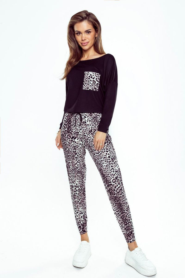 Пижама с леопардовым принтом Sarina black panther