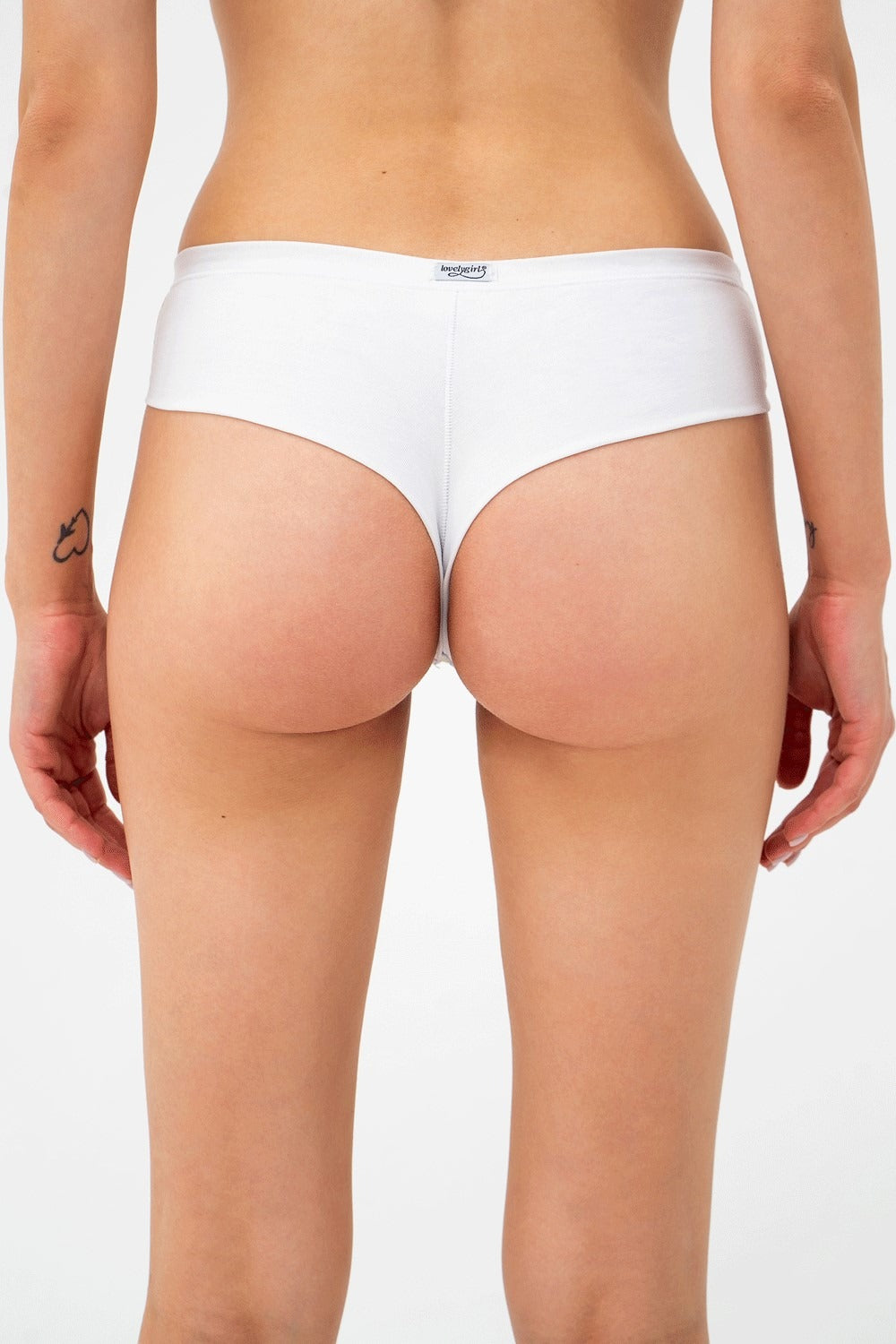 Трусики бразилиана с принтом 6052d white