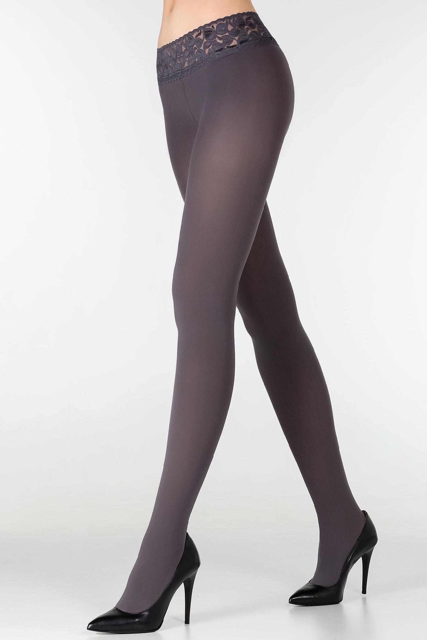 Плотные колготки с кружевным заниженным поясом Erotic Vita Bassa 100den