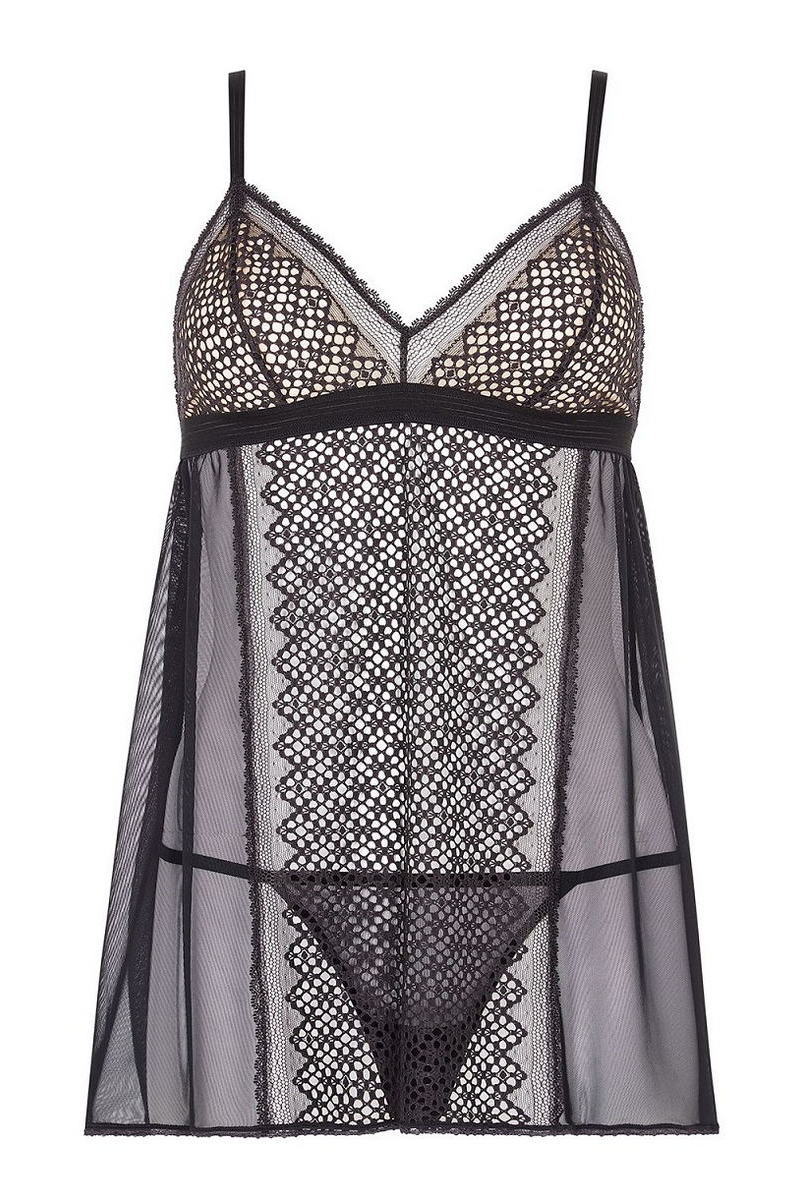 Сорочка из микросетки DK2012 black skin