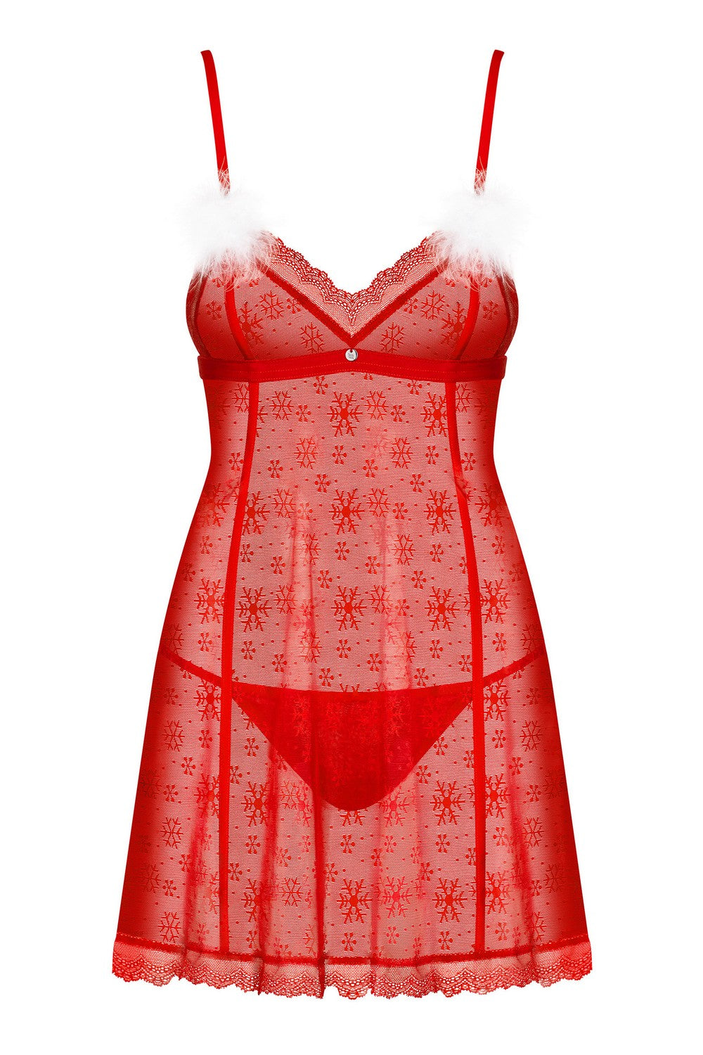 Кружевной бебидол с помпонами Claussica red