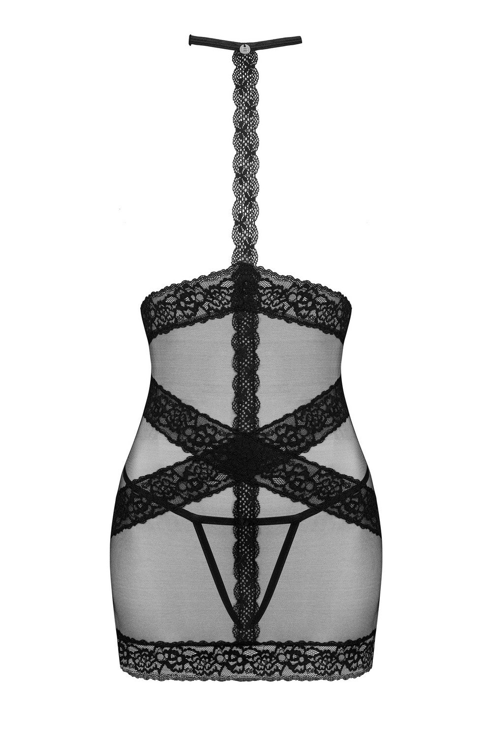 Эротическая сорочка с открытой грудью Lacrisia black