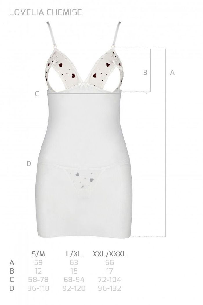 Прозрачная сорочка с сердцами Lovelia white
