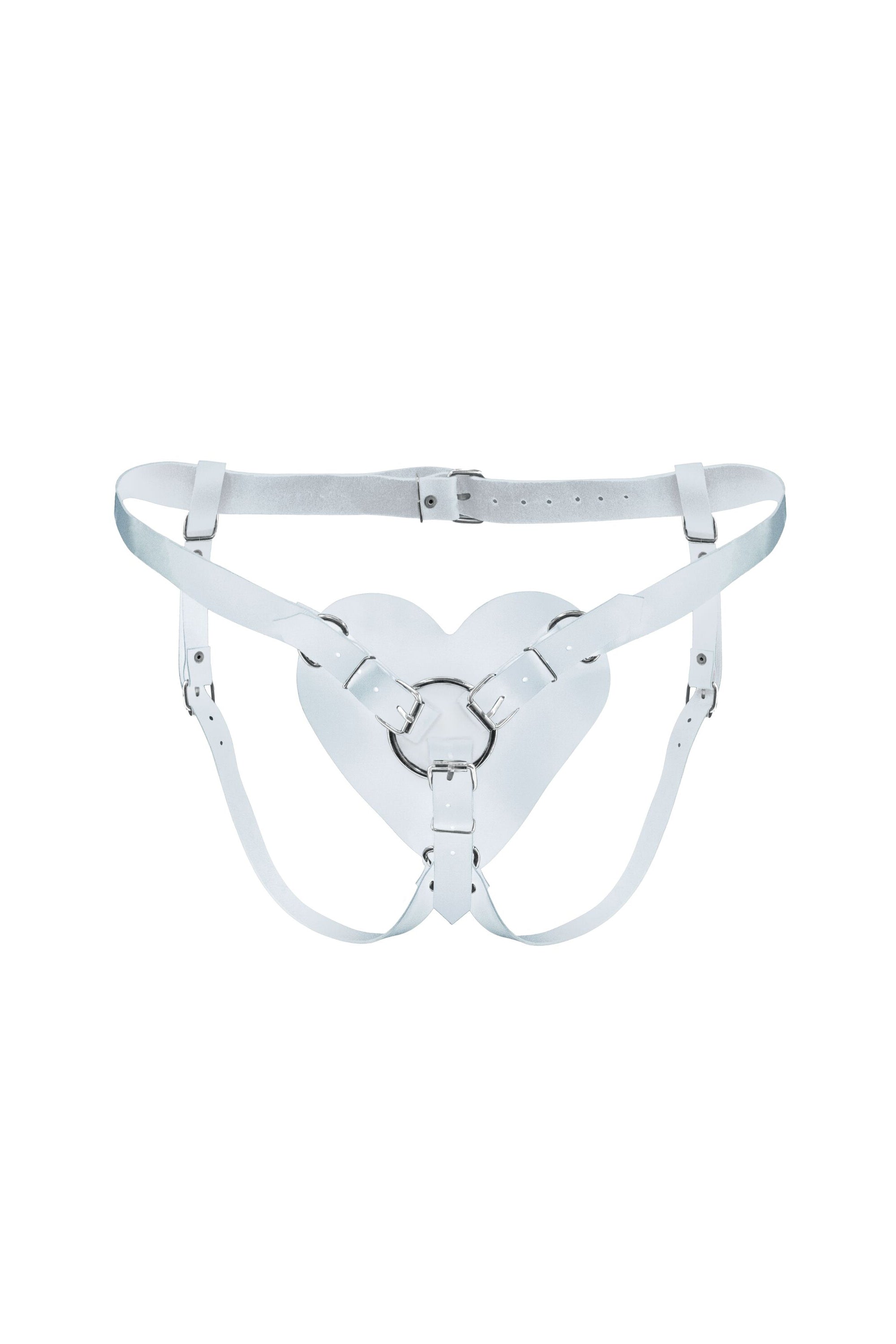Кожаные трусики для страпона Hearts Strap-on white