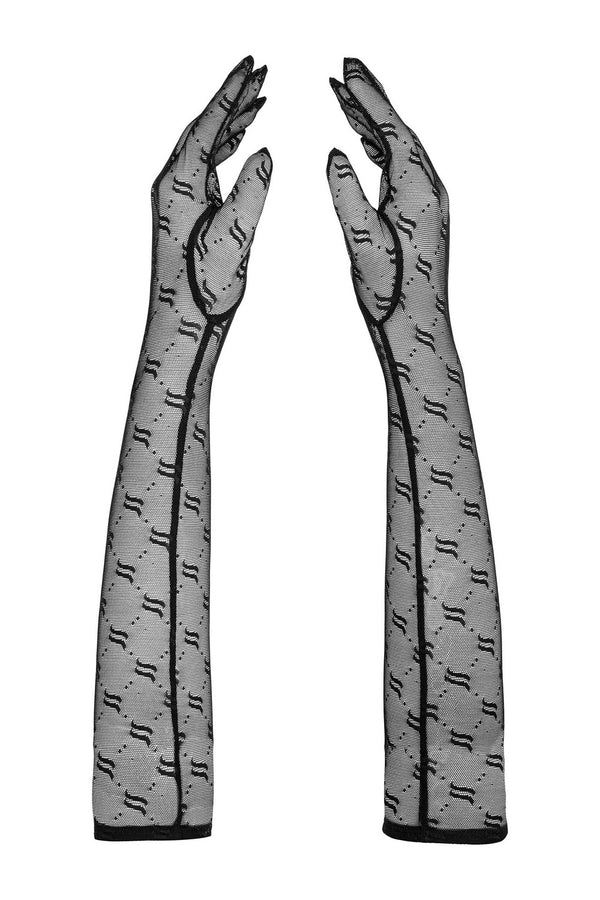 Длинные перчатки из микросетки Obsessivia black