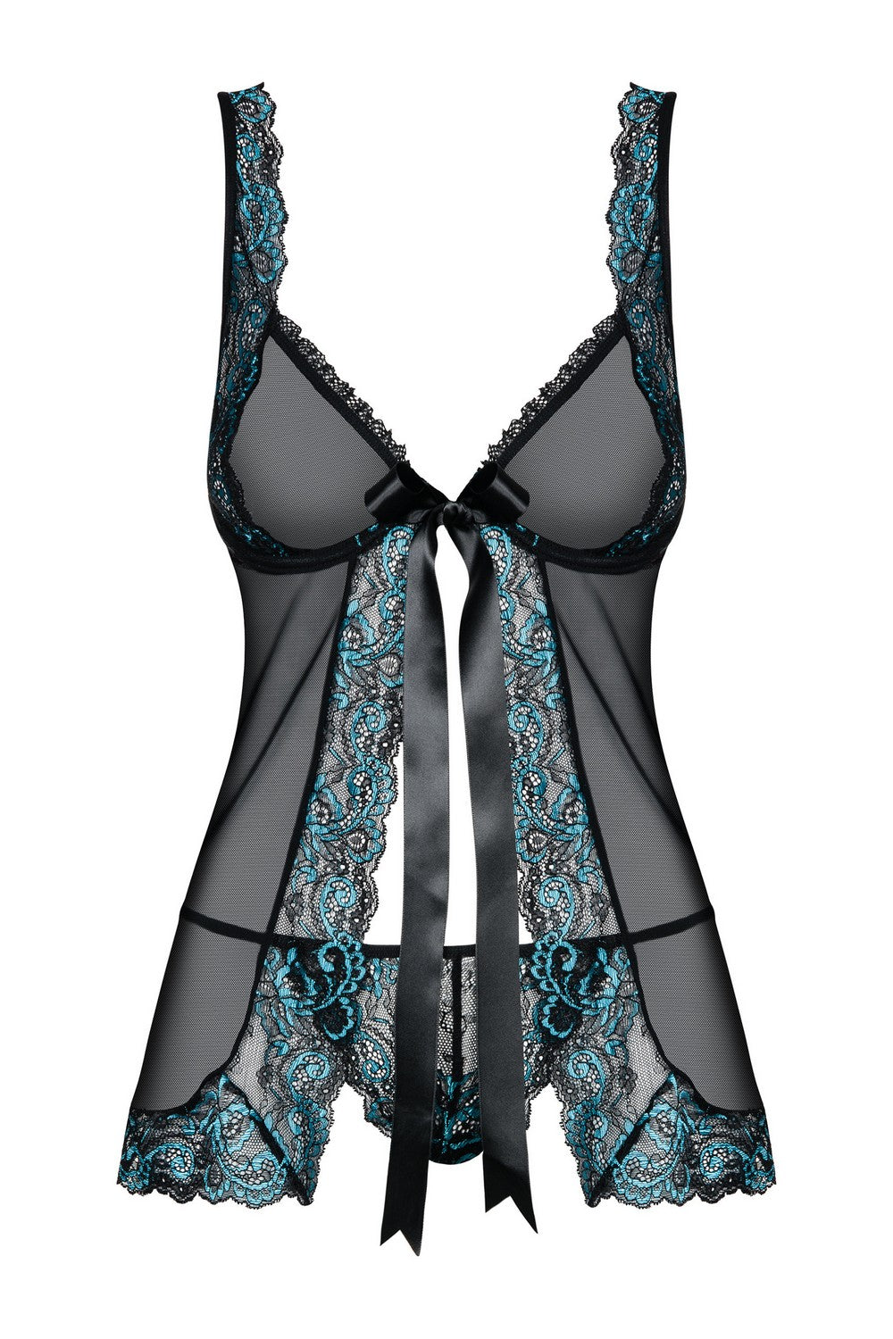 Сексуальный бебидол с черно-бирюзовым кружевом Amanta
