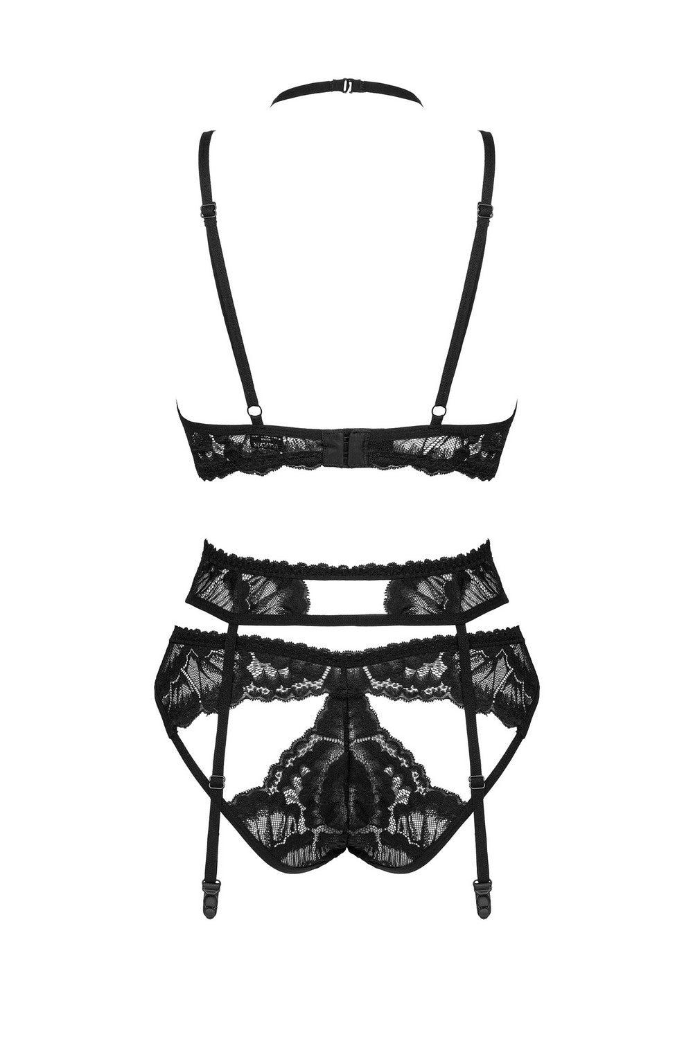 Кружевной комплект с поясом Alessya black