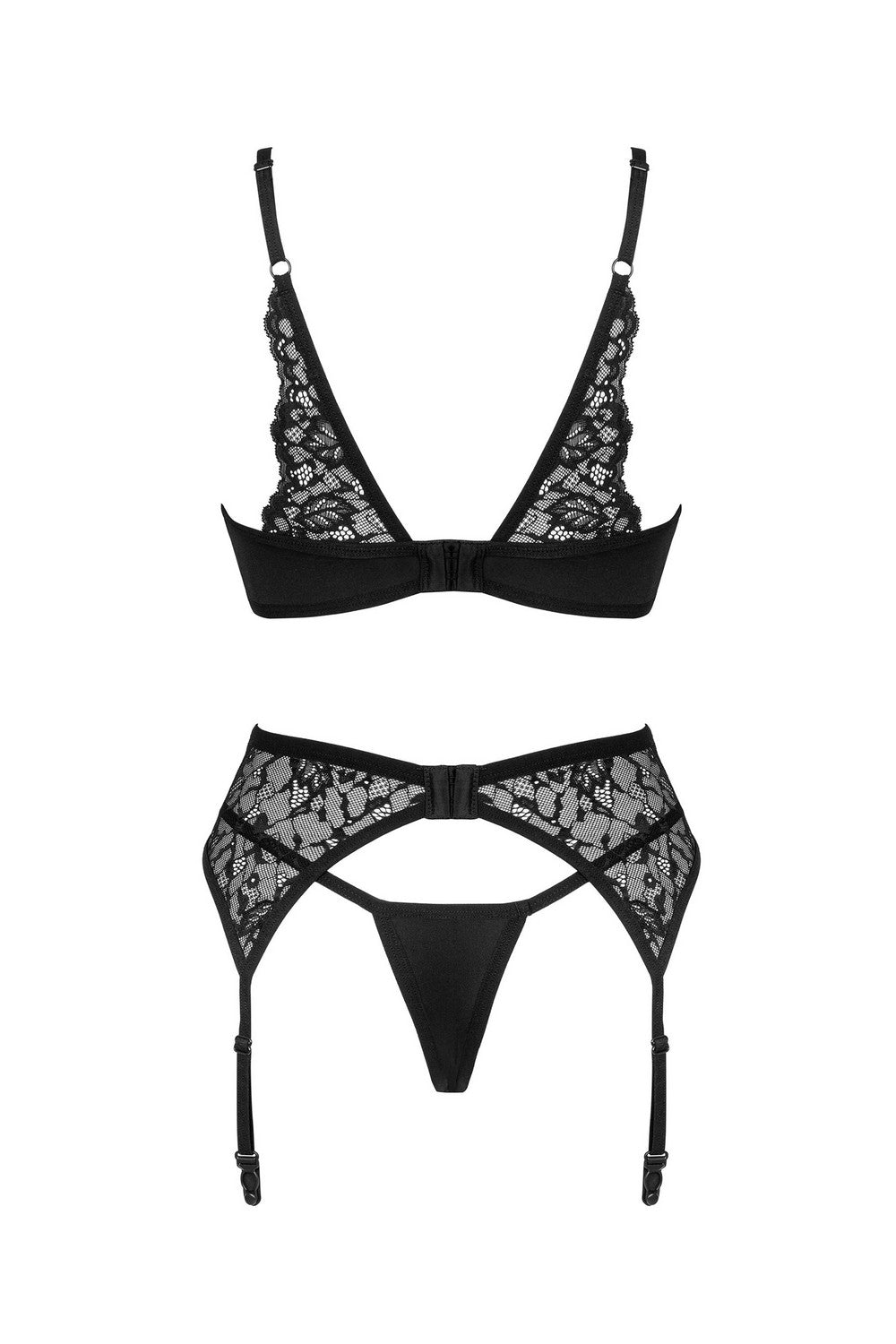 Кружевной комплект с поясом Bellastia black