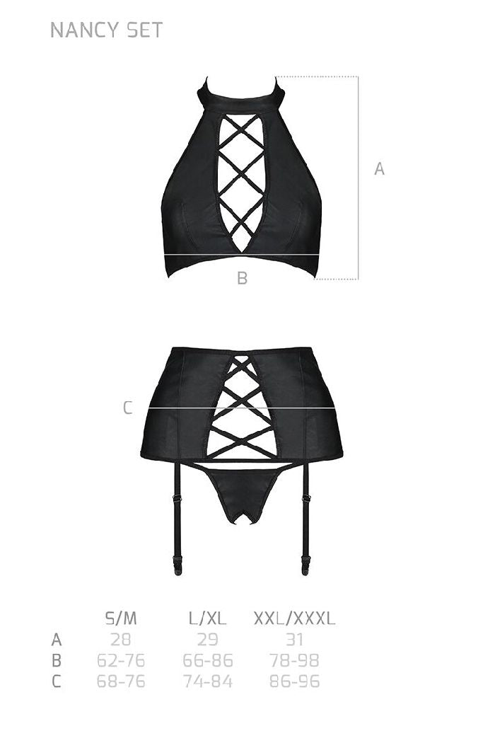Эротический комплект из эко-кожи Nancy