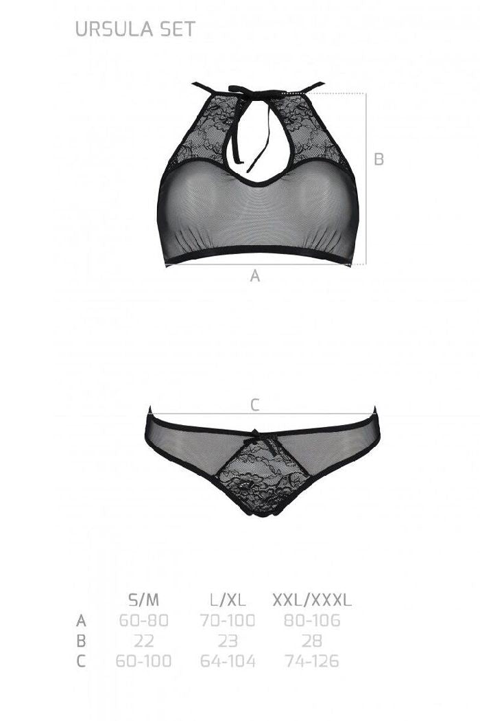 Эротический комплект с разрезом Ursula black