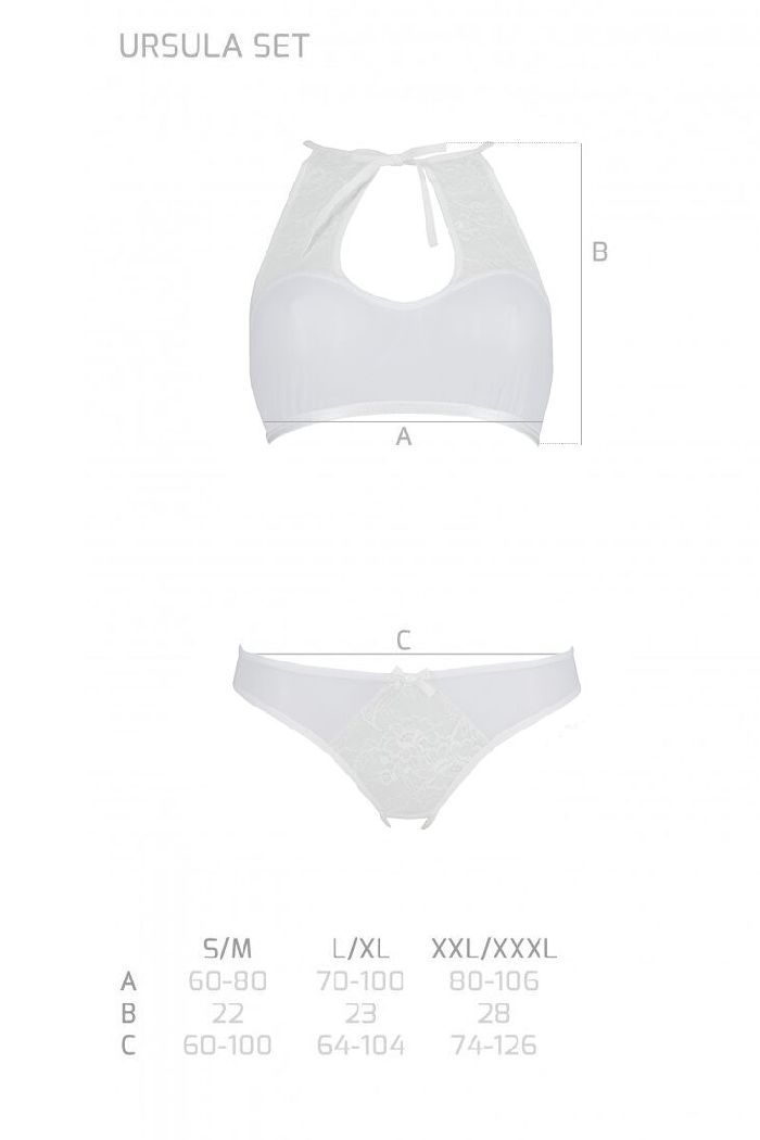 Эротический комплект с разрезом Ursula white