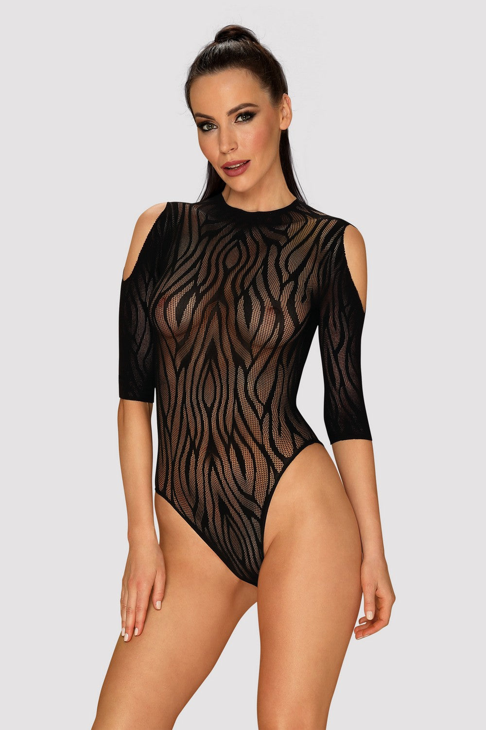 Ажурное боди с открытыми плечами B130