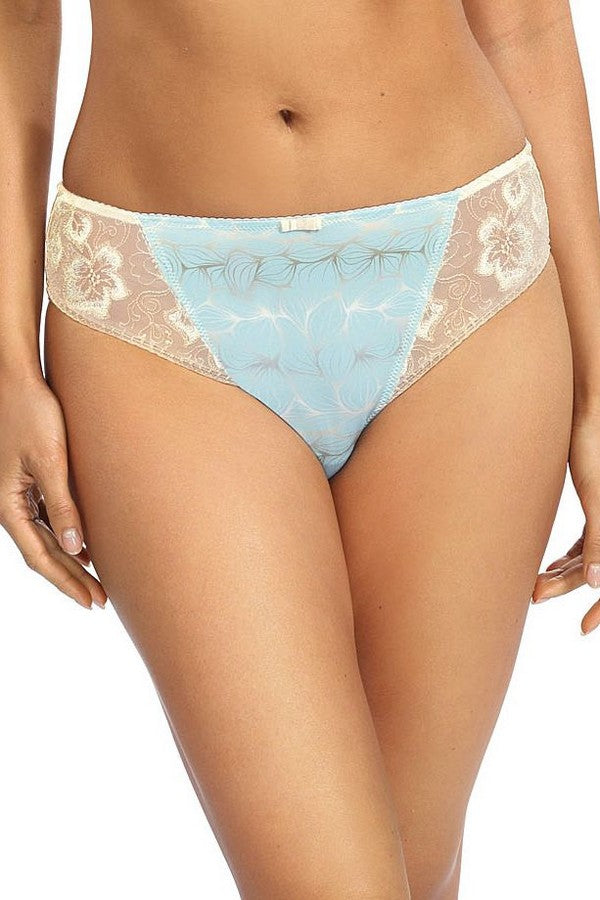 Трусики бразилиана с кружевом Ivette C512 ecri/turquoise