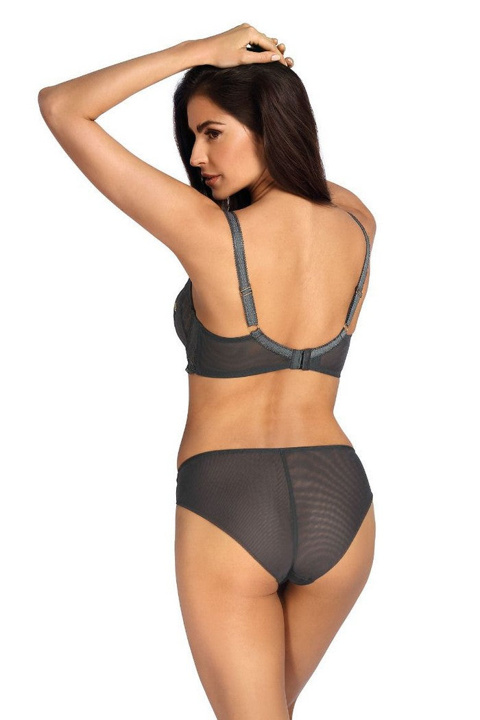 Мягкий бюстгальтер балконет с вышивкой Tamal B139 graphite