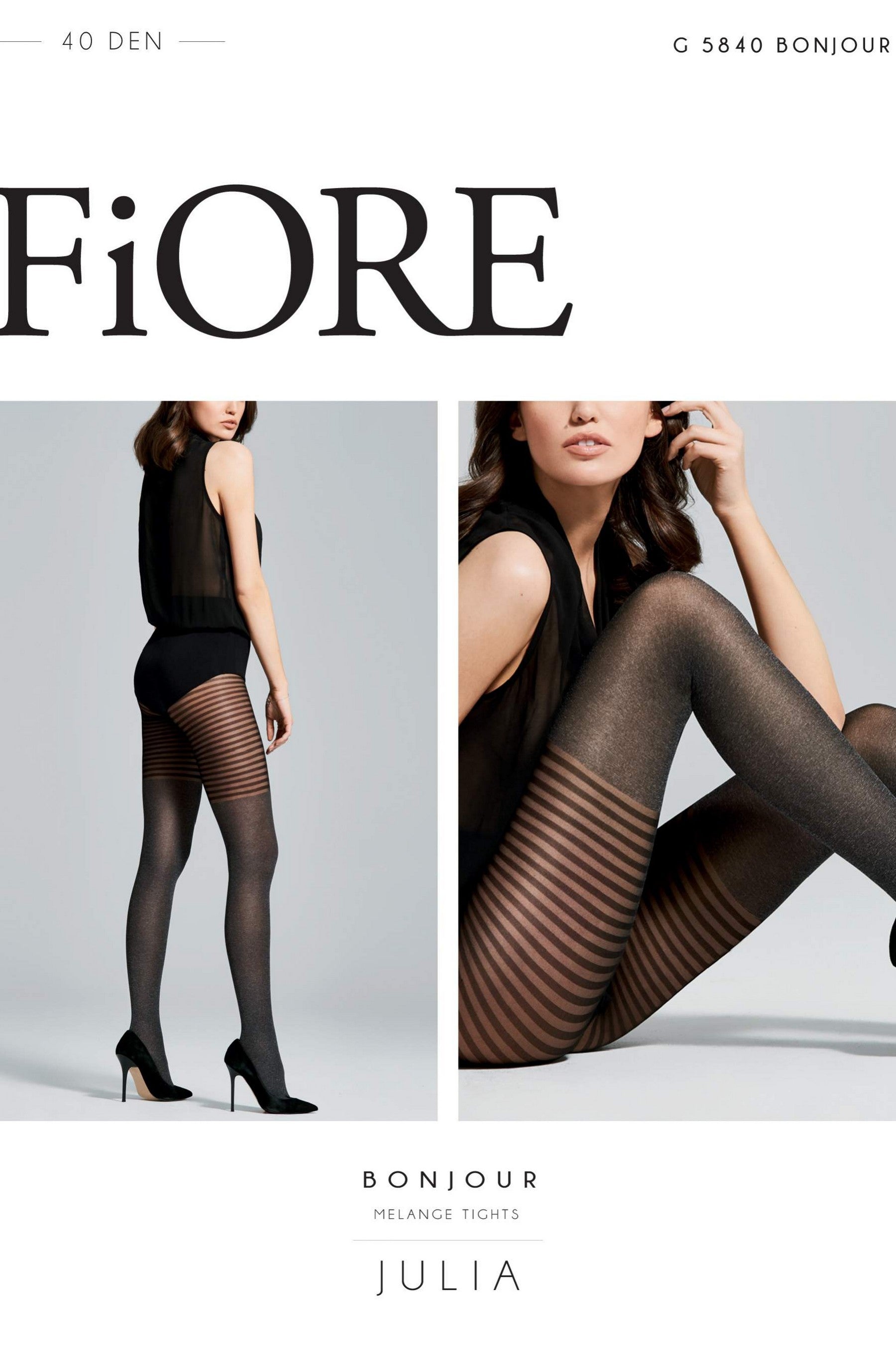 Меланжеві колготки зі смужками на стегнах Bonjour G5840 40d