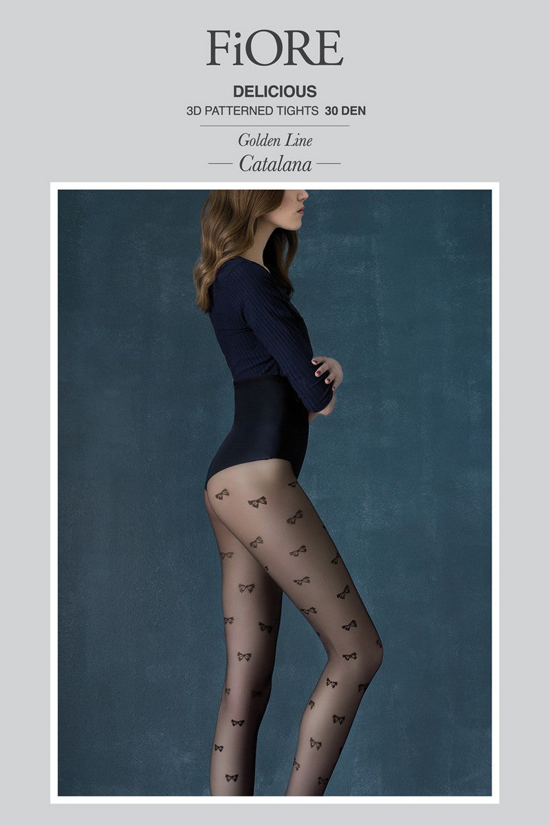 Фантазийные колготки с узором "бантики" Delicious 30d G5777