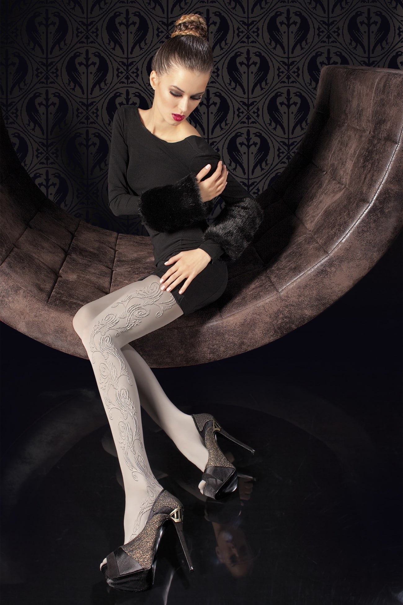 Матовые колготки с объемным узором Alzira G5498 60d