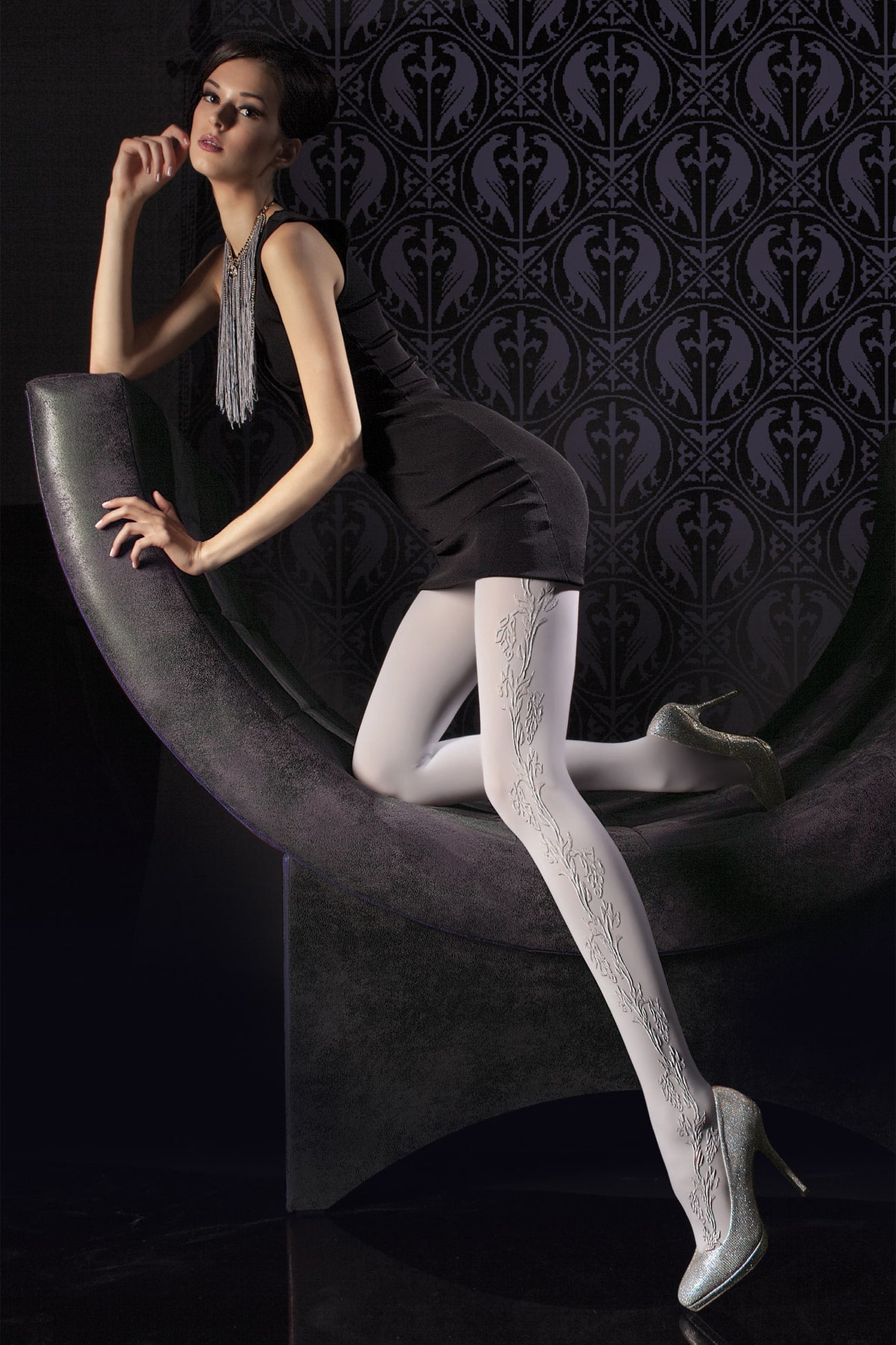 Матовые колготки с объемным узором Amia 5496 60d
