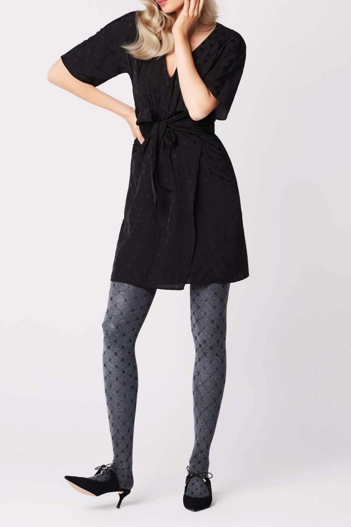 Меланжевые колготки с имитацией сетки G5903 Matilda 40d