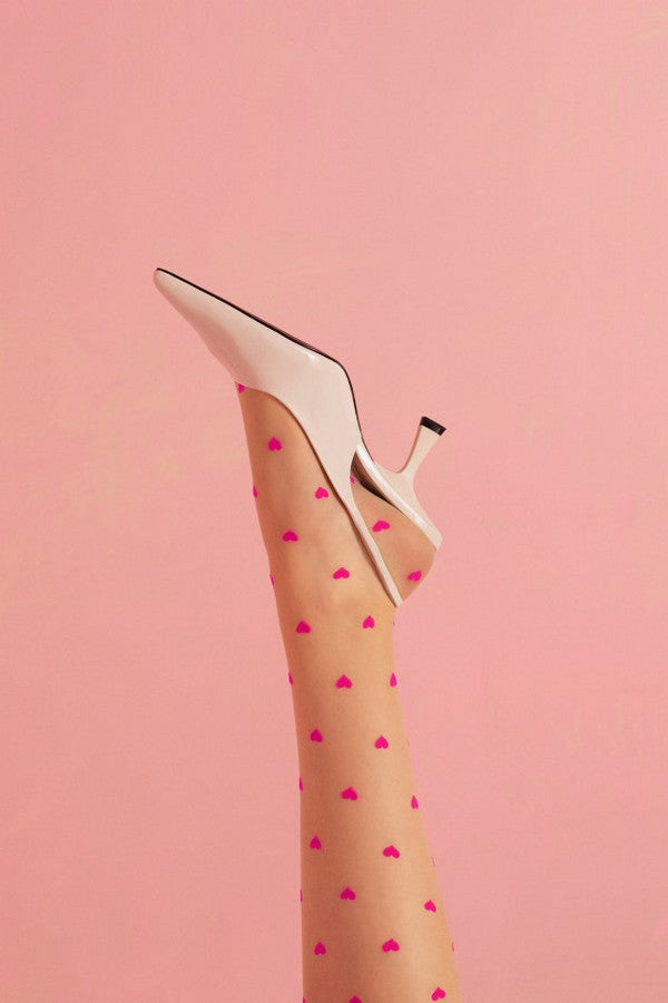 Чулки под пояс с сердечками O4092 Love Booster 15d