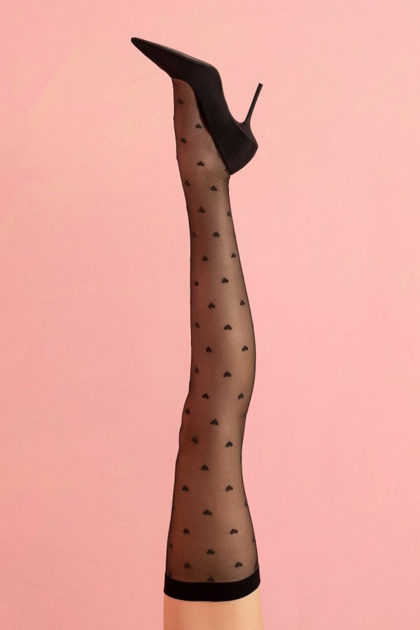 Чулки под пояс с сердечками O4092 Love Booster 15d