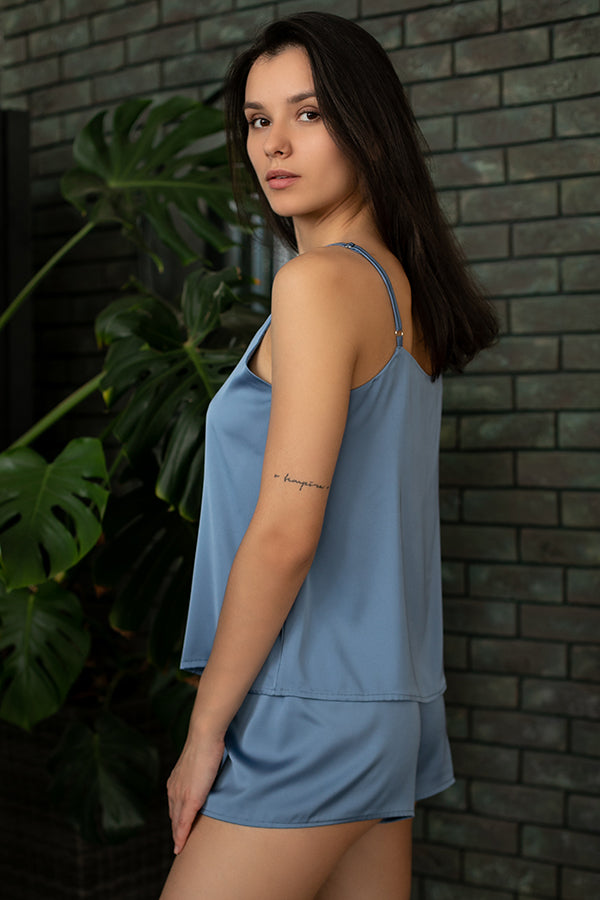 Шелковая пижама с шортами Jeans SH0011-06-78