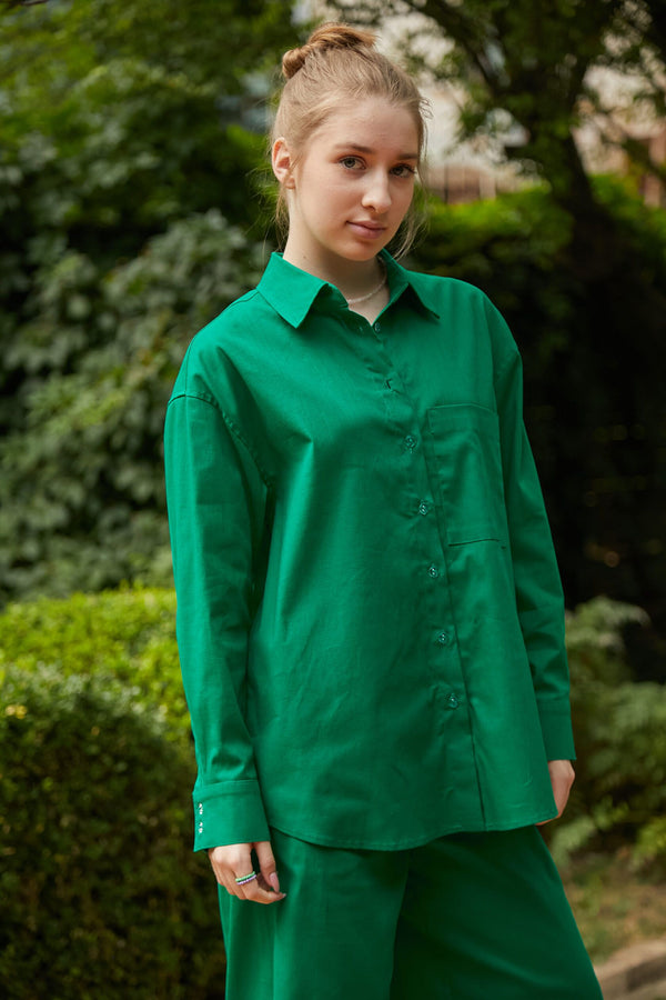 Льняная рубашка с длинным рукавом LN0058-07-60 green