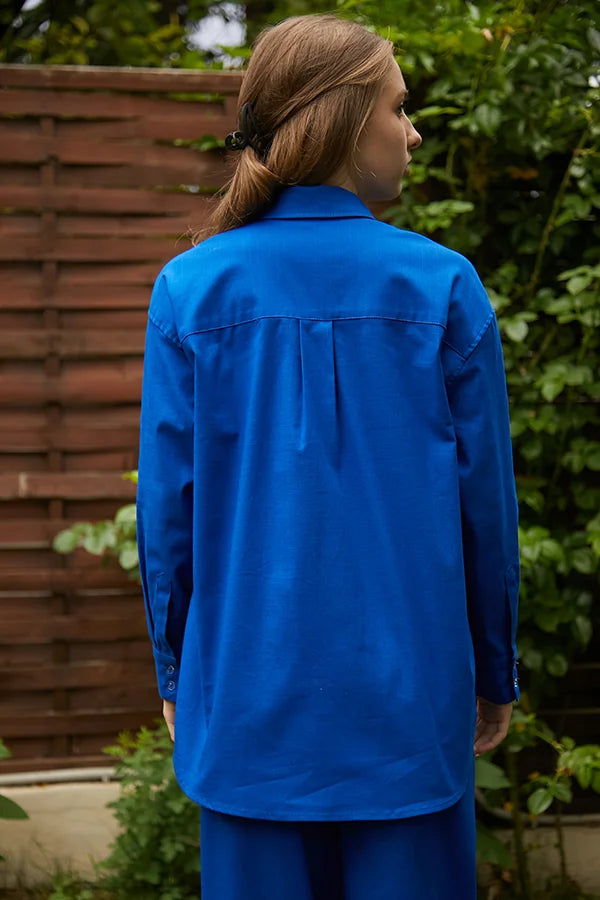 Льняная рубашка с длинным рукавом LN0058-13-60 blue